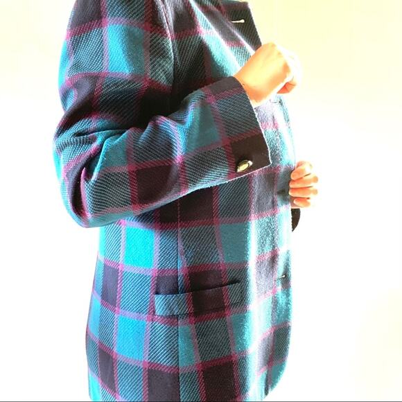 Vintage Blue & Pink Plaid Blazer Size 12 - Picture 4 of 5